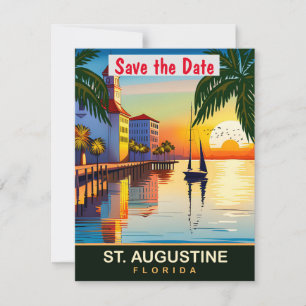 Augustine, Florida, Travel Postcard, Save The Date