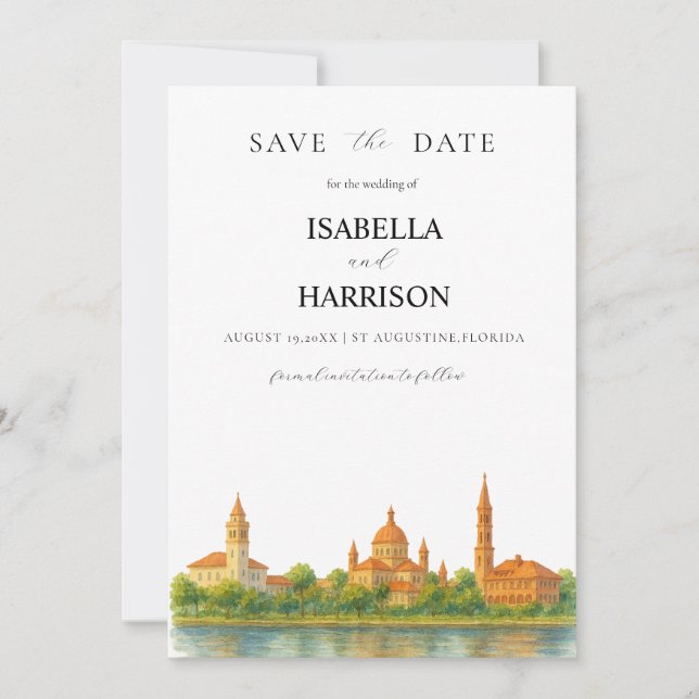 Augustine Skyline Save the Date Template Einladung (Vorderseite)