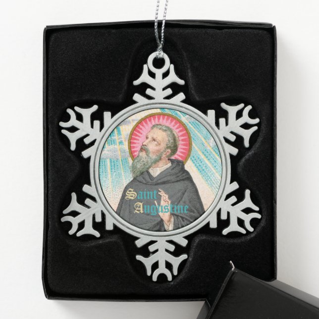 Augustine von Hippo (SAU 047; Einzelheiten) Schneeflocken Zinn-Ornament (Box)