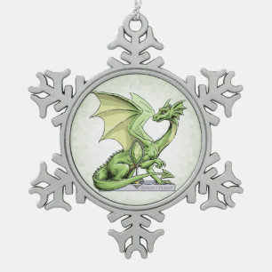 Augusts Geburtssteingebürgerdrache: Peridot Schneeflocken Zinn-Ornament