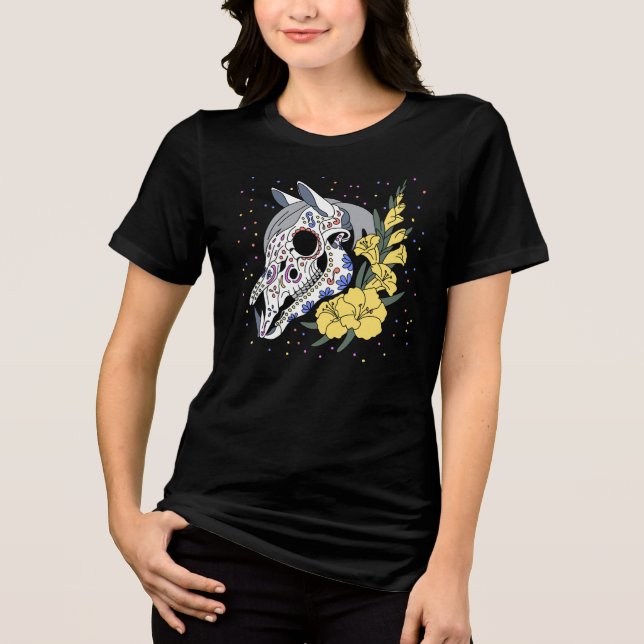 Augusts Gladiole & Pferdeschädel Tri-Blend Shirt (Vorderseite)