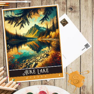 Auke Lake, Alaska   Vintage Gemälde Postkarte