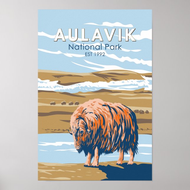 Aulavik Nationalpark Canada Musk Ox Vintag Poster (Vorne)