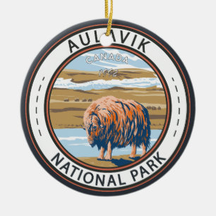 Aulavik Nationalpark Kanada Moschusochse Vintage Keramik Ornament