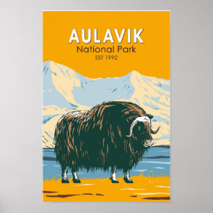 Aulavik-Nationalpark Kanada Moschusochse Vintage  Poster