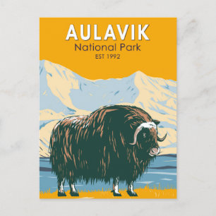Aulavik Nationalpark Kanada Moschusochse Vintage Postkarte