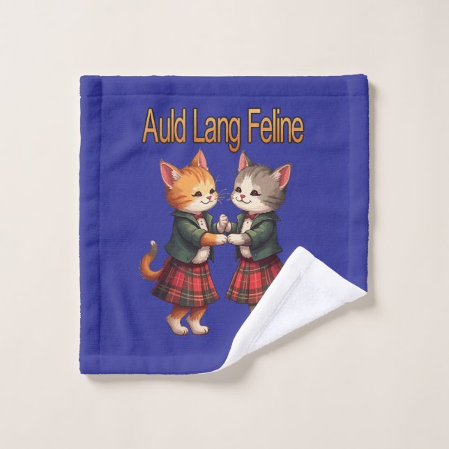 Auld Lang Feline Orange Cats Dancing Ceilidh  Badhandtuch Set (Waschlappen)