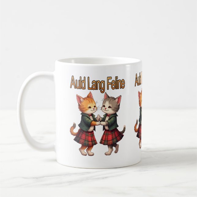 Auld Lang Feline Orange Cats tanzen Ceilidh  Kaffeetasse (Links)