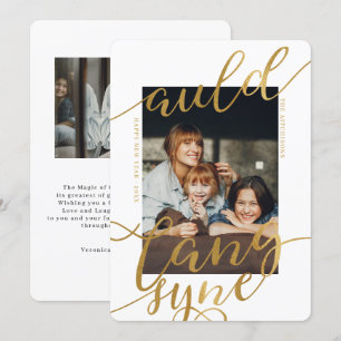 Auld Lang Syne   Gilded Calligraphy Foto Card Einladung