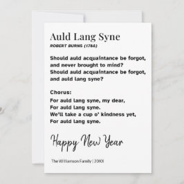 Auld Lang Syne Liedtext Neujahr Personalisiert Feiertagskarte