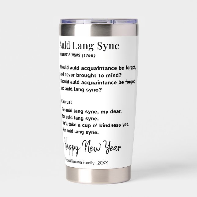 Auld Lang Syne Liedtext Neujahrs Toast Brauch Thermobecher (Vorderseite)