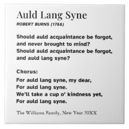 Auld Lang Syne Neujahrsparty-Worte Personalisiert Fliese