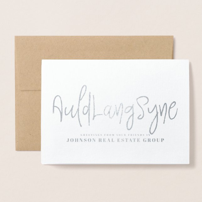 Auld Lang Syne Typografie | Holiday Greetings Folienkarte (Vorderseite mit Umschlag)