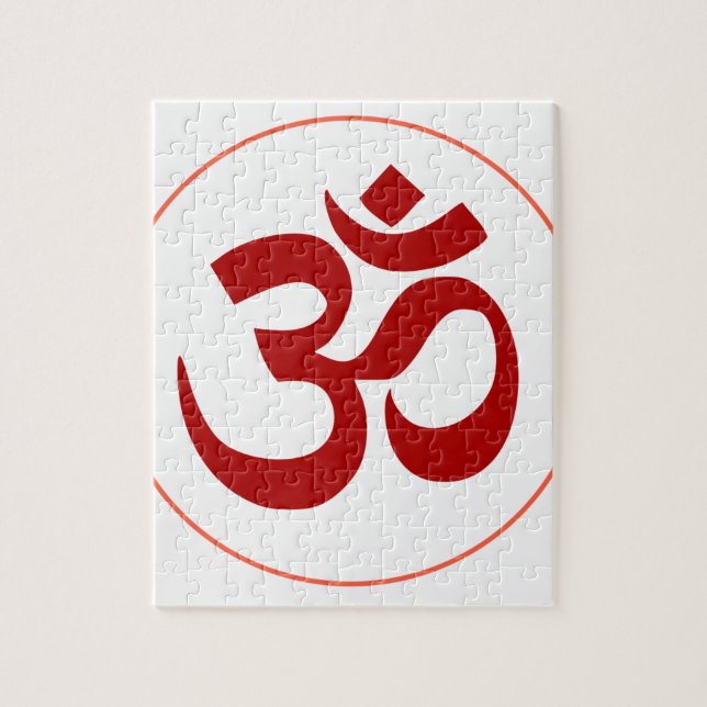 Aum- oder Om-Symbol (Dunkelrote Farbe) Puzzle (Vertikal)