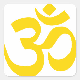 Aum-Symbol (in Gelbgold) Quadratischer Aufkleber