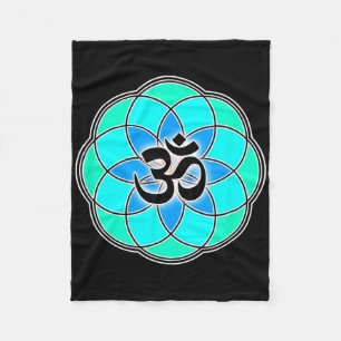 Aum Zeichen Yoga Meditation Samen des Lebens Blüte Fleecedecke