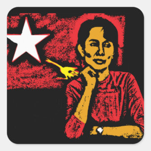 Aung San Suu Kyi Quadratischer Aufkleber