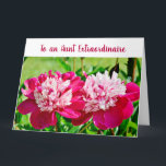 Aunt Außerordentliche BAE Love Peonies Elegant Chi Karte<br><div class="desc">Cute, elegant, and trendy large greeting card with a beautiful foto of two pink-red peonies for your favorite auntie on Mother's Day, her birthday, or any other chance. For an Amazing "Aunt Außerordentliche", one with geduld, kindness, and understanding, and lot of love. You can customize all the text fields in...</div>