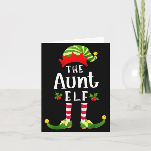 Aunt Christmas Elf Matching Pajama X-mas Party  Karte (Vorderseite)