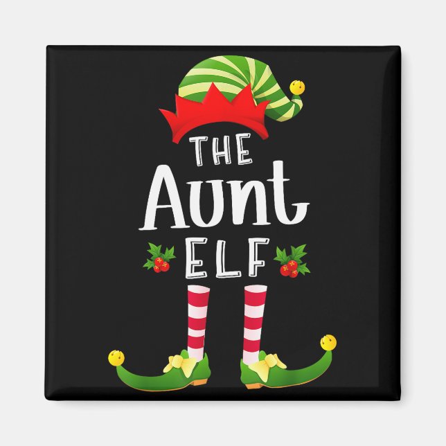 Aunt Christmas Elf Matching Pajama X-mas Party  Magnet (Vorne)