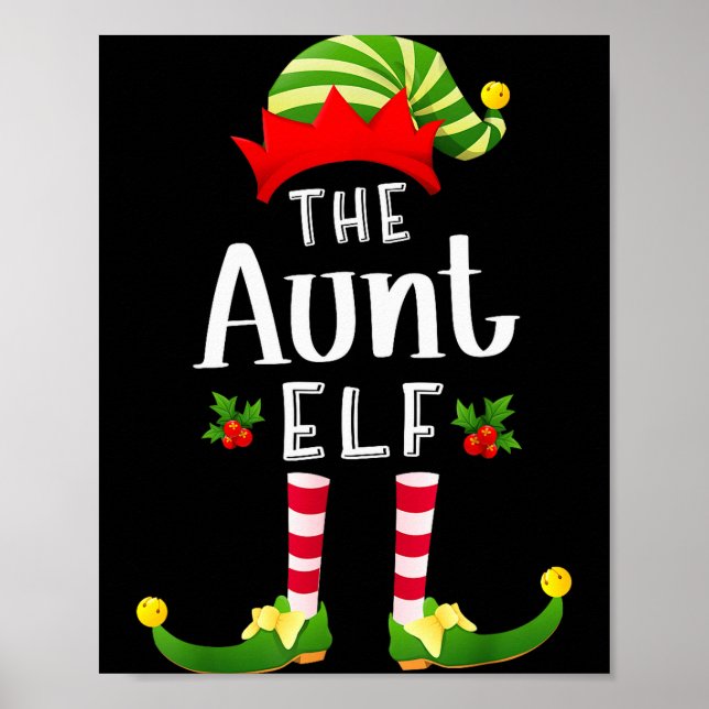 Aunt Christmas Elf Matching Pajama X-mas Party  Poster (Vorne)