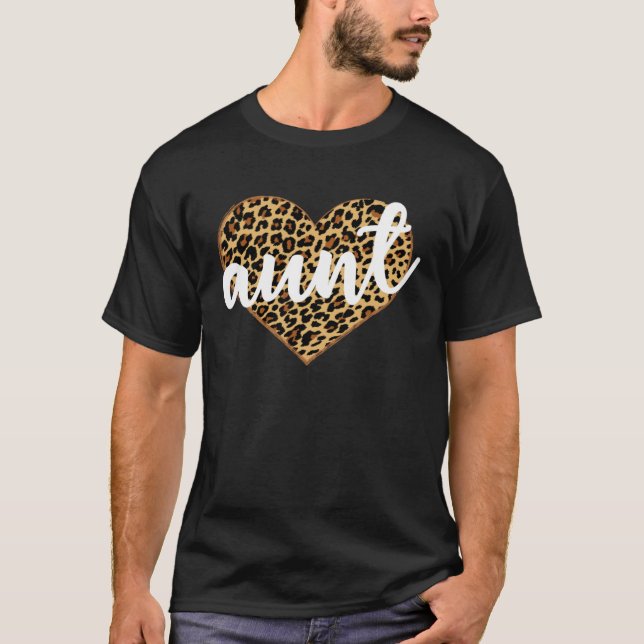 Aunt Leopard Print Heart Cute T-Shirt (Vorderseite)