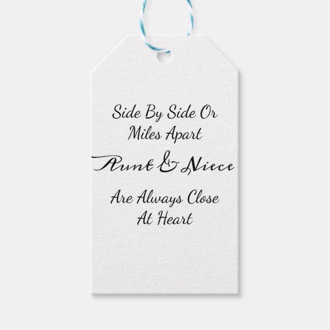 Aunt & Niece Quote – Side By Side or Miles Apart Geschenkanhänger (Vorderseite)