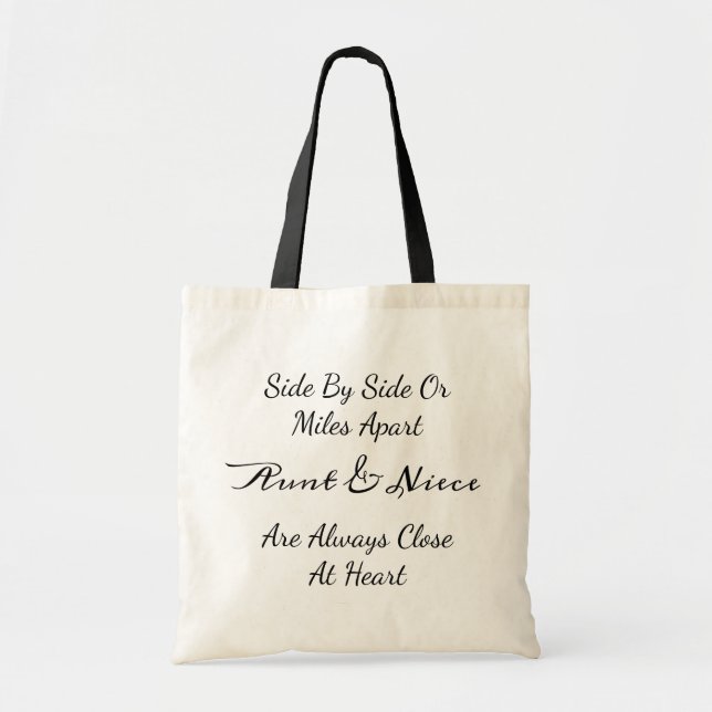 Aunt & Niece Quote – Side By Side or Miles Apart Tragetasche (Vorne)