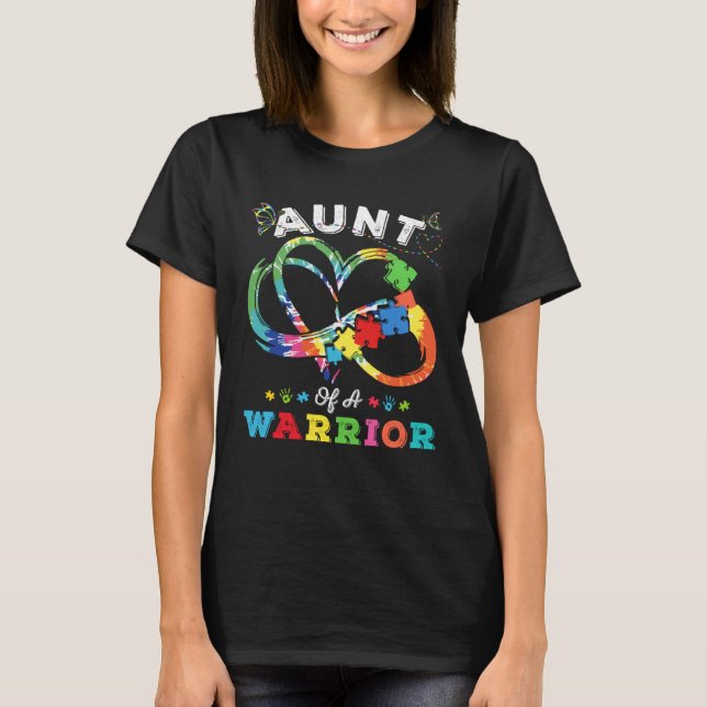 Aunt Of A Warrior Autism Awareness Love Puzzle Tie T-Shirt (Vorderseite)