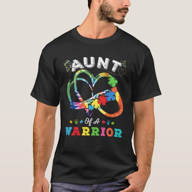 Aunt Of A Warrior Autism Awareness Love Puzzle Tie T-Shirt (Vorderseite)