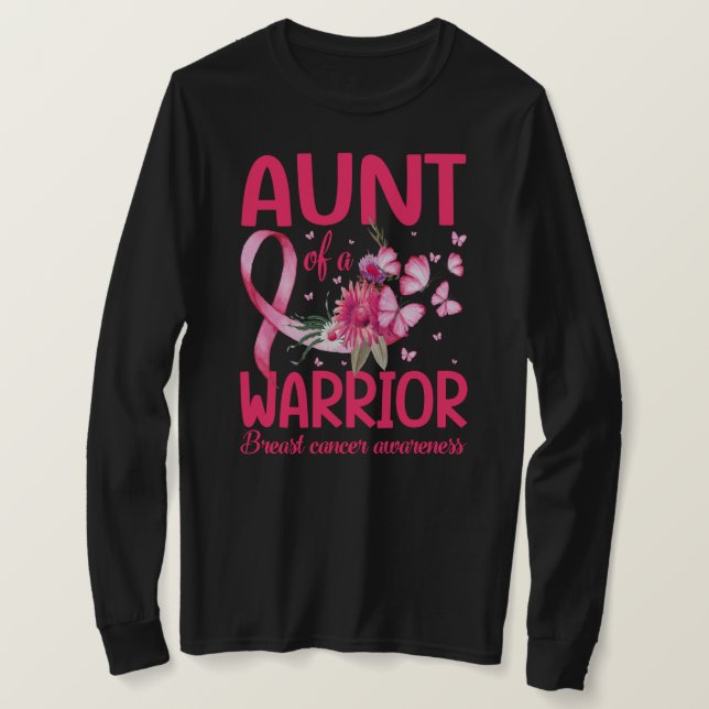 AUNT of a Warrior Breast Cancer Awareness T-Shirt (Design vorne)