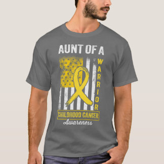 Aunt of A Warrior Childhood Cancer Awareness Gold  T-Shirt