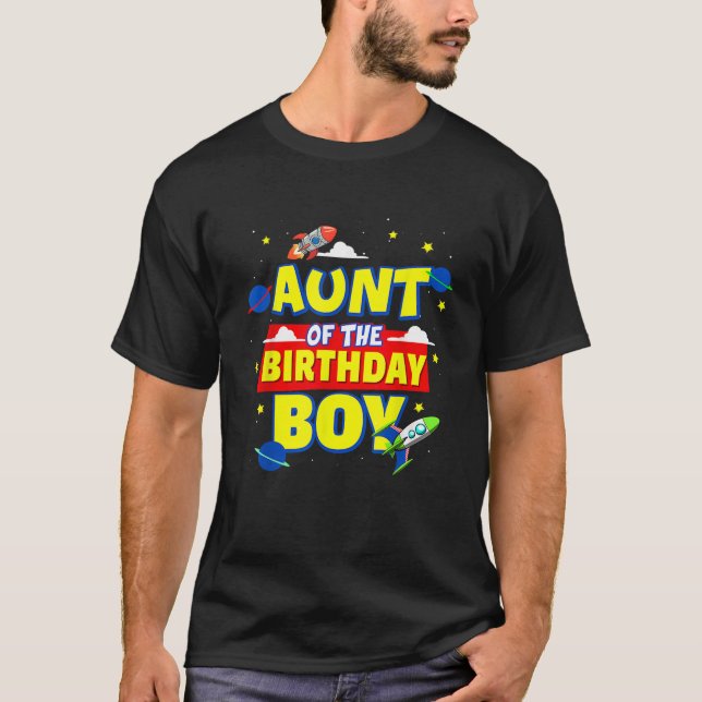 Aunt Of The Birthday Astronaut Boy Outer Space The T-Shirt (Vorderseite)