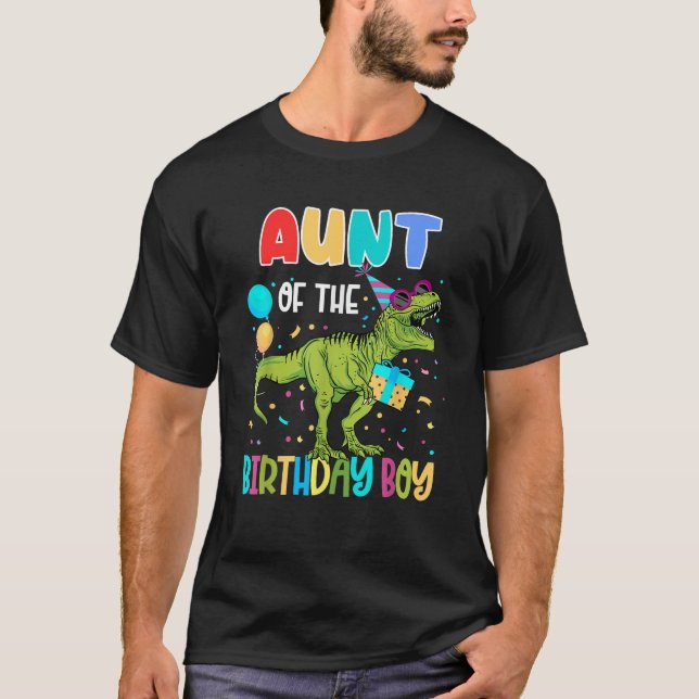 Aunt Of The Birthday Boy Family Matching Dinosaur  T-Shirt (Vorderseite)