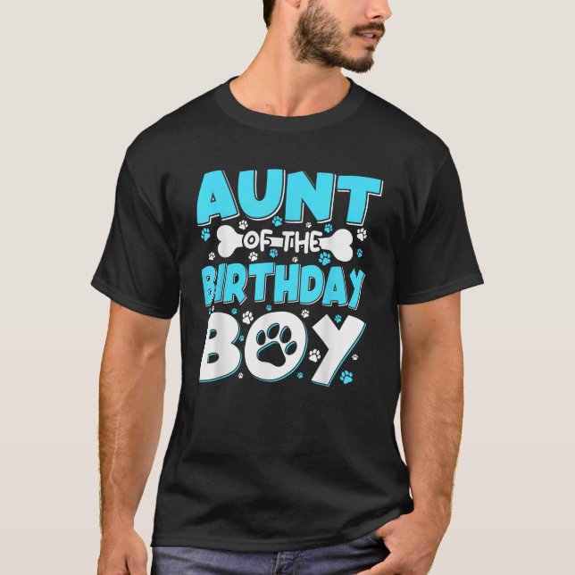 Aunt Of The Birthday Boy Matching Family Party Dog T-Shirt (Vorderseite)