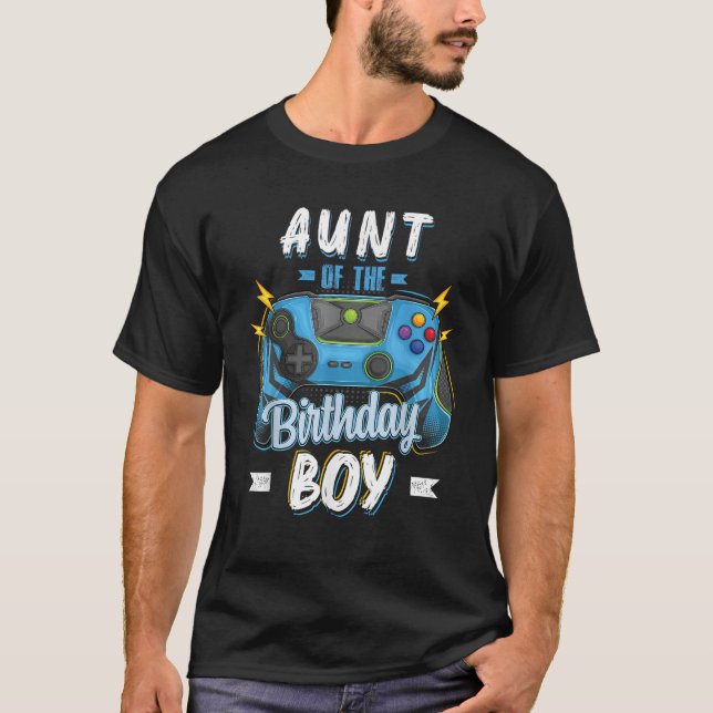Aunt of the Birthday Boy Matching family Video Gam T-Shirt (Vorderseite)