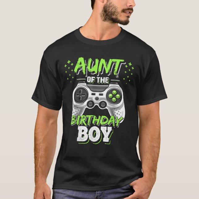 Aunt of the Birthday Boy Matching Video Game Birth T-Shirt (Vorderseite)