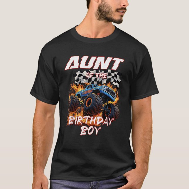 Aunt of The Birthday Boy Monster Truck Family Matc T-Shirt (Vorderseite)