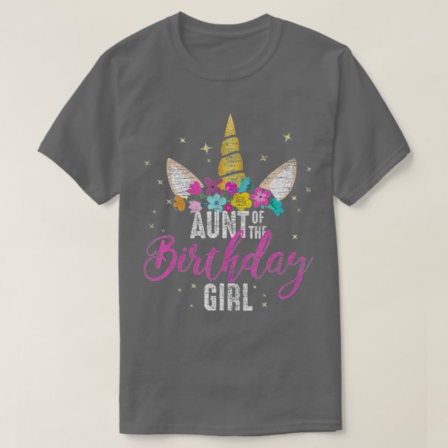 Aunt Of The Birthday Girl Aunt Gift Unicorn Birthd T-Shirt (Design vorne)