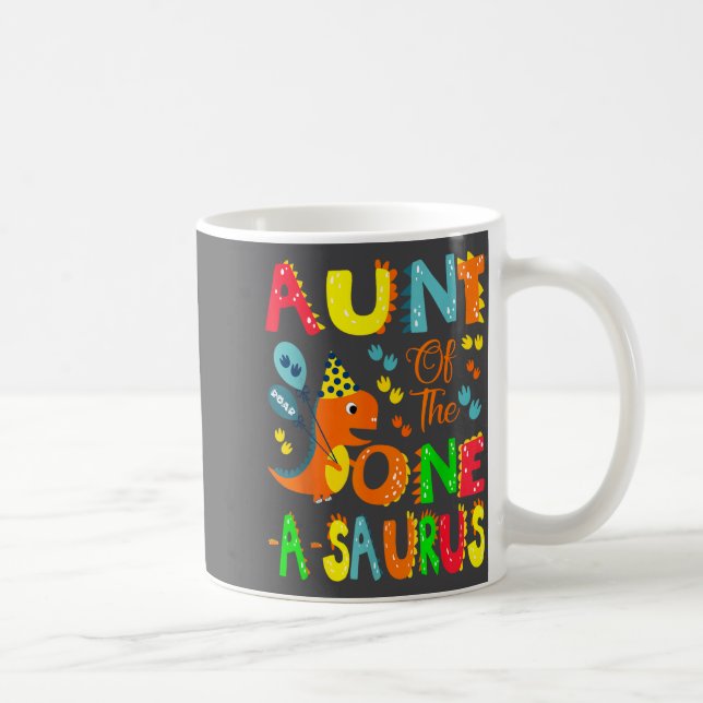 Aunt Of The One-a-saurus 1st Birthday Boy Dinosaur Kaffeetasse (Rechts)