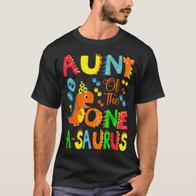 Aunt Of The One-a-saurus 1st Birthday Boy Dinosaur T-Shirt (Vorderseite)