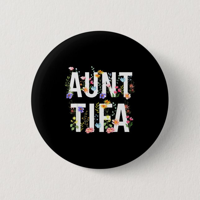 Aunt Tifa - Retro Wildflowers Floral Feminist Mom  Button (Vorderseite)