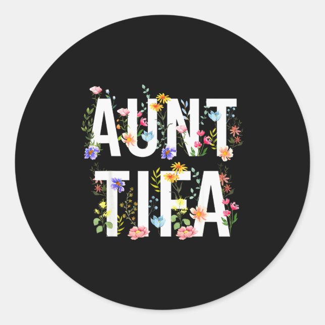 Aunt Tifa - Retro Wildflowers Floral Feminist Mom  Runder Aufkleber (Vorderseite)