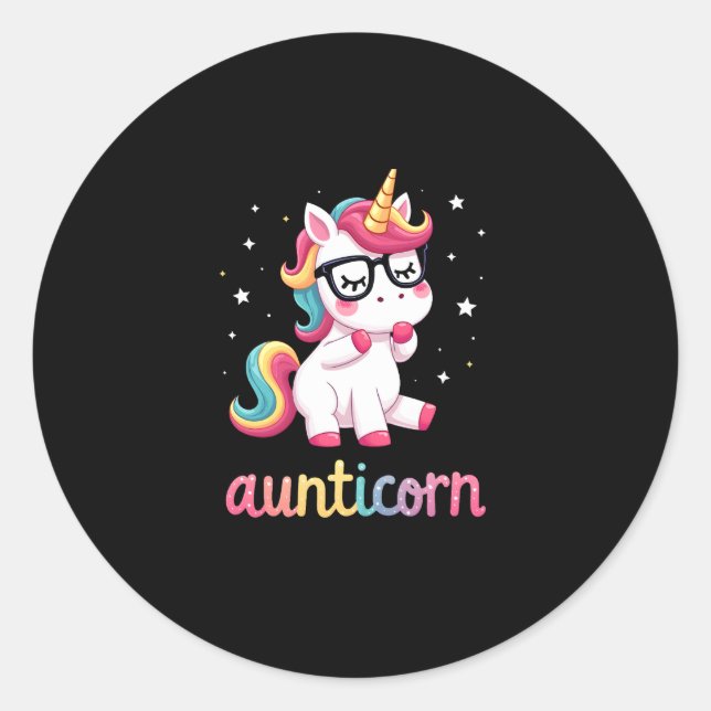 Aunticorn Aunty Dabbing Unicorn Auntie Aunt Christ Runder Aufkleber (Vorderseite)