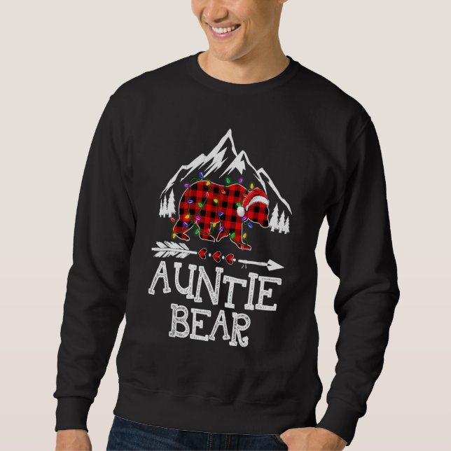 Auntie Bear Buffalo Plaid Matching Family Christma Sweatshirt (Vorderseite)