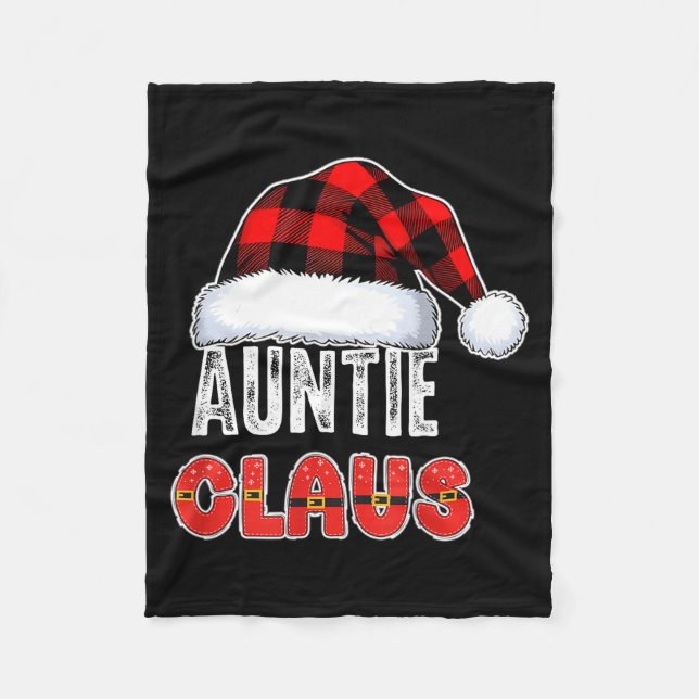 Auntie Claus Buffalo Plaid Red Santa Hat Christmas Fleecedecke (Vorderseite)
