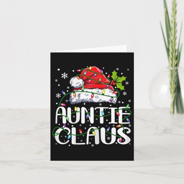 Auntie Claus Christmas Lights Pajama Family Matchi Karte (Vorderseite)