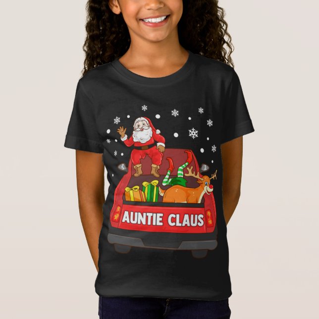Auntie Claus Red Truck Santa Reindeer Elf Christma T-Shirt (Vorderseite)