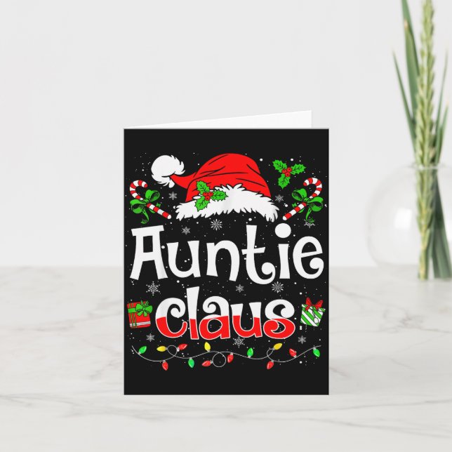 Auntie Claus Shirt Christmas Lights Pajama Family  Karte (Vorderseite)