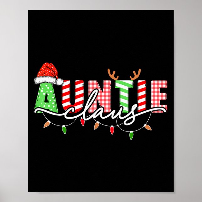 Auntie Claus Xmas Christmas Lights Pajama Family M Poster (Vorne)